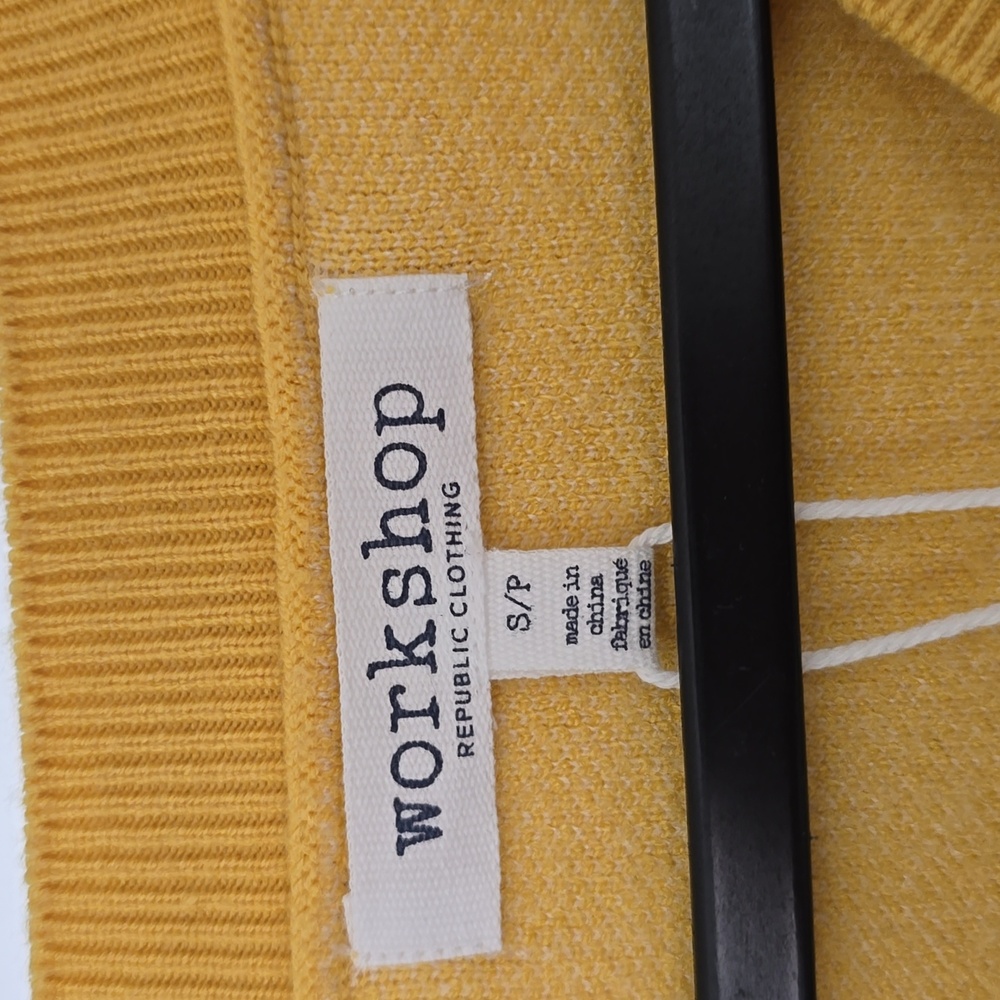 Workshop Mustard Yellow Striped V-Neck Sweater Sz Sm Nwt - Picture 4 of 5
